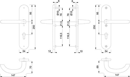HOPPE Garniture de protection Marseille 1138/3331/3410 aluminium F1 ( 3000209082 )