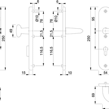 HOPPE Security furniture Marseille 76G/3332ZA/3410/1138 Aluminium F1 ( 3000209085 )