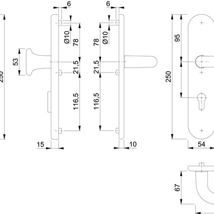 Juego de protección HOPPE Paris 86G/3332ZA/3310/138 aluminio F1 (3000209112)