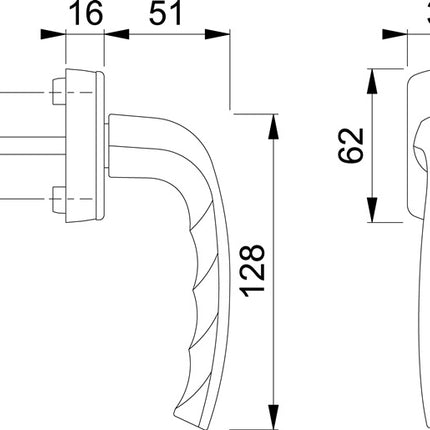 HOPPE window handle New York 0810/US10 aluminium F9016 / traffic white ( 3000203783 )