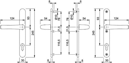 Juego de puertas perfiladas HOPPE Tôkyô 1710RH/3346 Aluminio F1 ( 3000252774 )