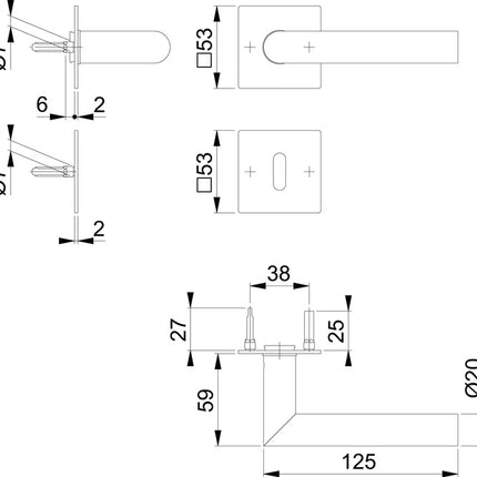 HOPPE Juego de escudos Amsterdam E1400Z/848N/848NS Acero inoxidable F9714M ( 3000209764 )