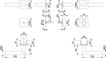 HOPPE Escutcheon set Amsterdam E1400Z/848N/848NS Stainless steel F9714M ( 3000209766 )