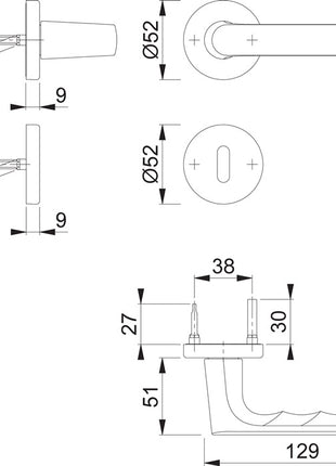 Zestaw aluminiowych rozet HOPPE Hamburg 1700 / 42KB/42KBS F9714M ( 3000203129 )