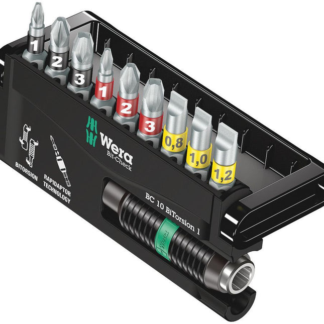 WERA Bit-Check 10 BiTorsion 1 Juego de puntas de 10 piezas ( 4000829670 )