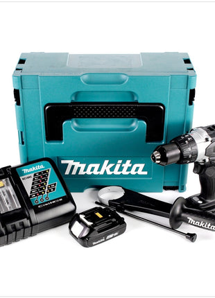 Makita DHP 458 RA1J B Akku Schlagbohrschrauber 18 V 91 Nm Schwarz + 1x Akku 2,0 Ah + Ladegerät + Makpac - Toolbrothers