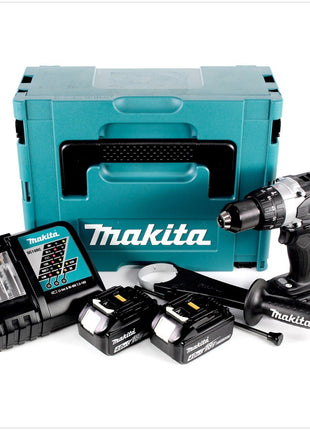 Makita DHP 458 RMJB Akku Schlagbohrschrauber 18 V 91Nm Schwarz im Makpac + 2x 4,0 Ah Akku + Ladegerät - Toolbrothers