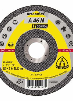 Disco de corte KLINGSPOR A 46 N Supra D125x2,5mm acodado (4000841037)