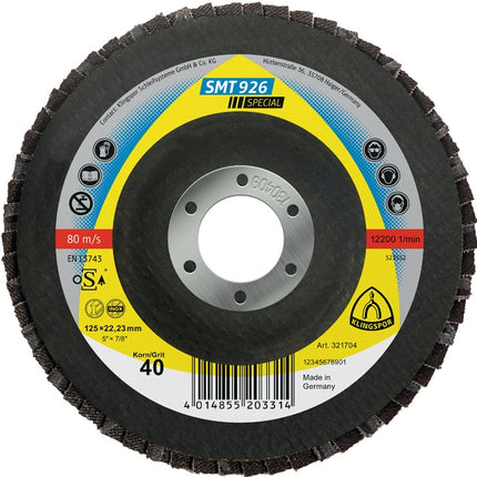 KLINGSPOR flap disc SMT 926 Special Ø 125 mm grain size 40 6° curved ( 8000352215 )