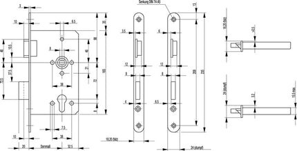 BKS Government mortise lock 0615 PZW 24/65/72/8 mm DIN right ( 3000251558 )