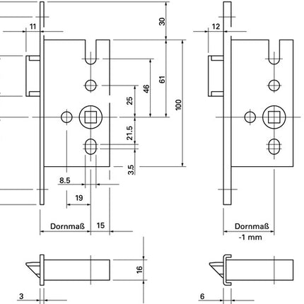 BKS serrure à pêne encastré 1307 20/55/8 mm DIN gauche / droite ( 3000250800 )