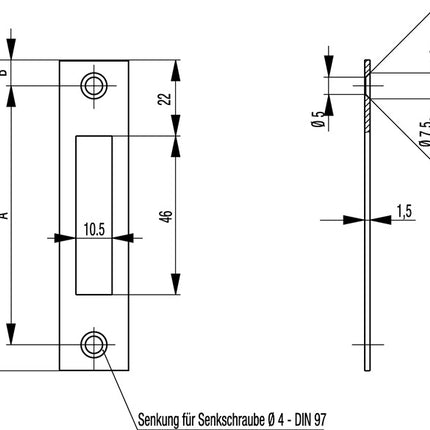 Gâche plate BKS S412 acier inoxydable arrondie ( 3000250789 )