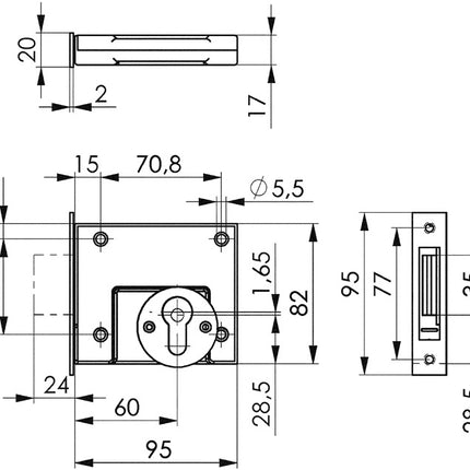 AMF Serratura a bullone 49 DIN sinistra/destra PZ ( 3311021042 )