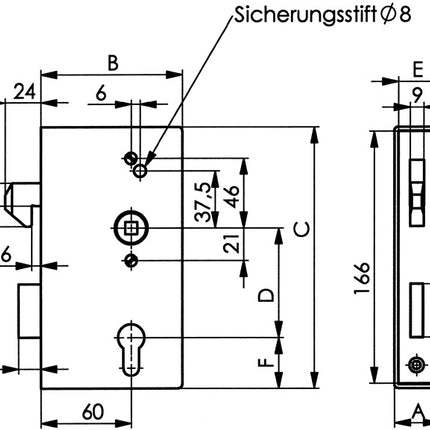 AMF sliding door lock case 140S DIN left / right ( 3000251258 )