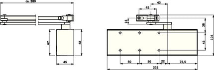 DORMAKABA TS 72 scissor door closer white 9016 EN 2-4 ( 3000207430 )