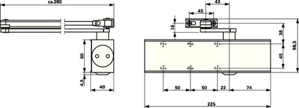 DORMAKABA Ferme-porte à ciseaux TS 73 V blanc 9016 EN 2-4 ( 3000255112 )