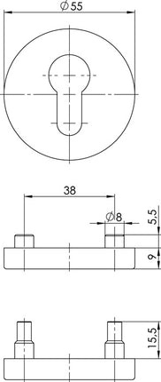 Roseta de llave OGRO 6612 PZ ER acero inoxidable ER (3000267065)