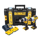 Set llave de impacto a batería DeWalt DCK 266 D2 + taladro de impacto a batería 18 V + baterías 2,0 Ah + cargador