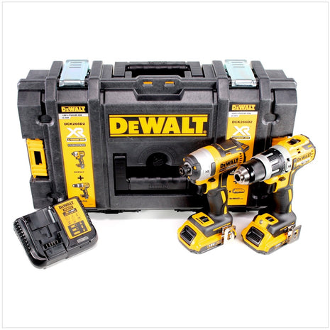 DeWalt DCK 266 D2 Set Akku Schlagschrauber + Akku Schlagbohrschrauber 18 V + 2,0 Ah Akkus + Ladegerät - Toolbrothers