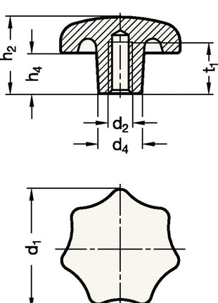 GANTER Sterngriff DIN 6336 mit Gewindebuchse ( 4601000862 )