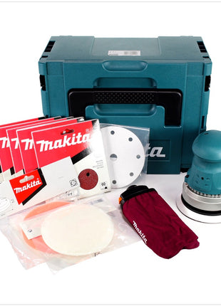 Makita BO 6030 JX1 150 mm Exzenterschleifer mit Schleifpapier Set im Makpac 3 - Toolbrothers