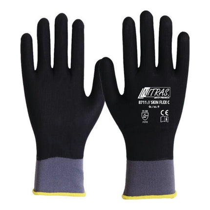 Guantes NITRAS SKIN FLEX C talla 8 gris/negro ( 8000636598 )