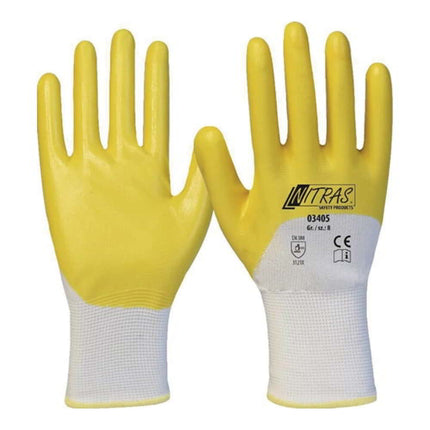 NITRAS gloves 03405 size 9 white/yellow ( 8000636644 )