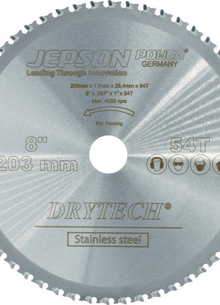 JEPSON Metallkreissägeblatt Drytech® HM 203/54Z Sägeblatt-Ø 203 mm Breite 1,2 mm ( 4681346009 )