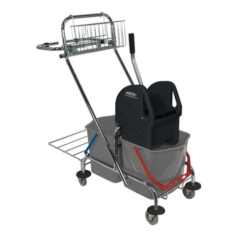 Carro de limpieza SPRINTUS con cubo 2 x 17 l, prensa, cesta de almacenamiento (9000472004)