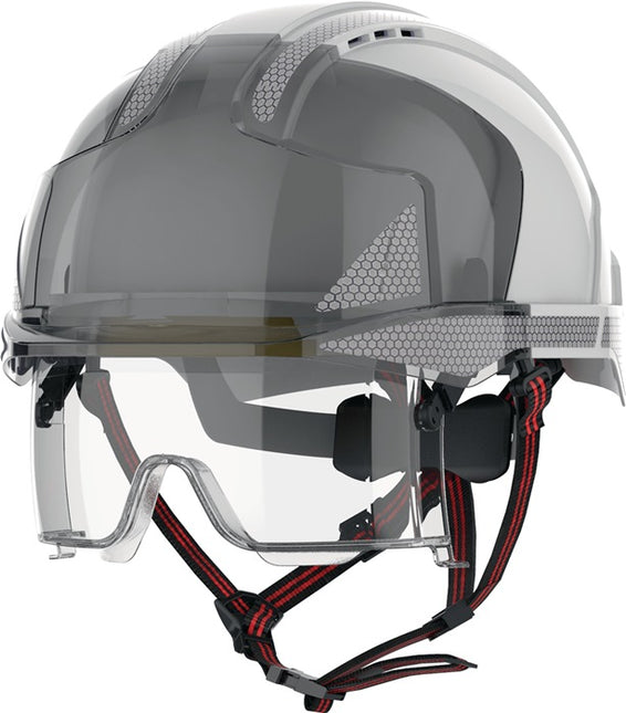 Przemysłowy kask wspinaczkowy JSP EVO(R) VISTAlens(R) Dualswitch(TM) biały/dymny ( 4000370818 )