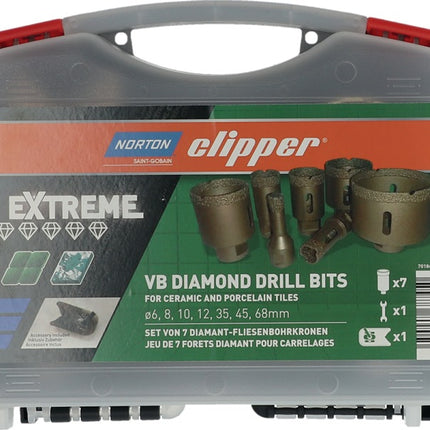 NORTON CLIPPER Tile drilling case Extreme VB 6/8/10/12/35/45/68 mm ( 4000818795 )