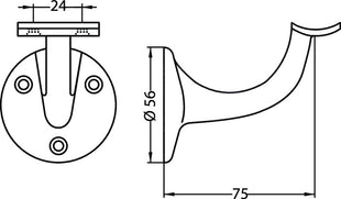 Soporte pasamanos HERMETA 3505 aluminio plastificado negro (3000283333)