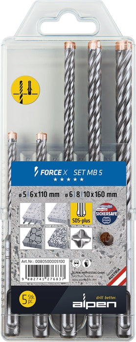 ALPEN Hammerbohrersatz Force X 5-teilig SDS-plus ( 4000864677 )