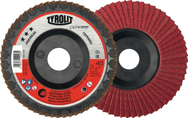 TYROLIT flap disc CERABOND Ø 125 mm grain size 40 flat ( 4000845246 )
