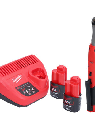 Milwaukee M12 FHIR14-202 carraca a batería 12 V 47 Nm 1/4" sin escobillas + 2x batería 2,0 Ah + cargador