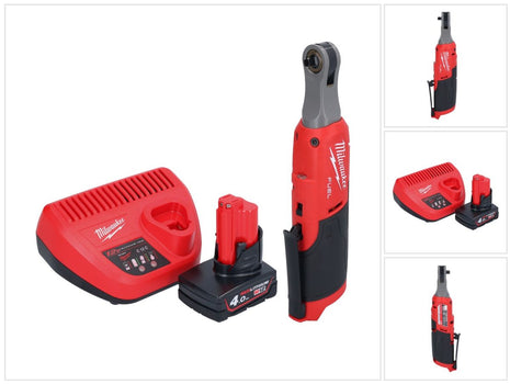 Milwaukee M12 FHIR14-401 Akku Ratsche 12 V 47 Nm 1/4" Brushless + 1x Akku 4,0 Ah + Ladegerät