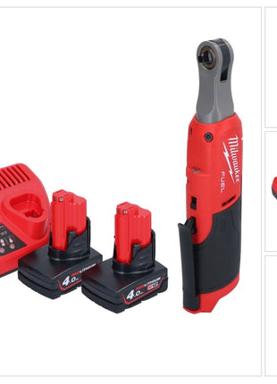 Milwaukee M12 FHIR14-402 carraca a batería 12 V 47 Nm 1/4" sin escobillas + 2x batería 4,0 Ah + cargador