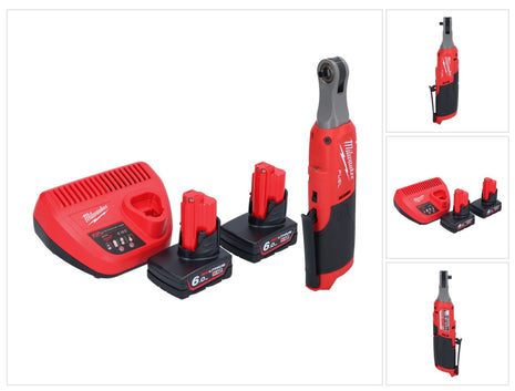 Milwaukee M12 FHIR14-602 carraca a batería 12 V 47 Nm 1/4" sin escobillas + 2x batería 6,0 Ah + cargador