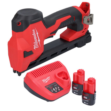 Milwaukee M12 BCST-202 cordless tacker 12 V 19 x 25.4 mm + 2x rechargeable battery 2.0 Ah + charger