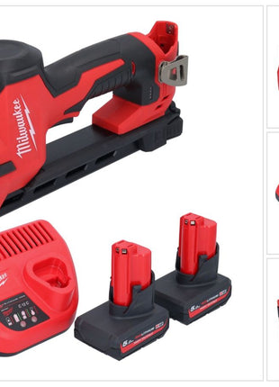 Grapadora a batería Milwaukee M12 BCST-502 12 V 19 x 25,4 mm + 2x baterías 5,0 Ah + cargador