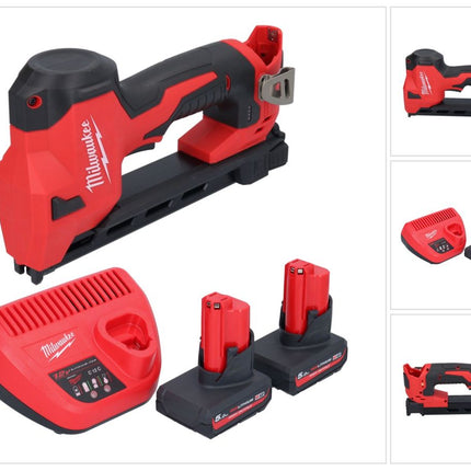 Milwaukee M12 BCST-502 cordless tacker 12 V 19 x 25.4 mm + 2x rechargeable battery 5.0 Ah + charger