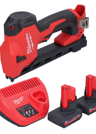 Grapadora a batería Milwaukee M12 BCST-502 12 V 19 x 25,4 mm + 2x baterías 5,0 Ah + cargador