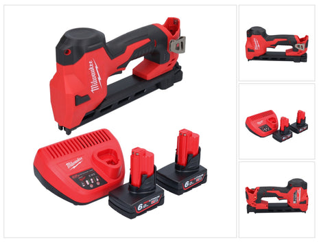 Milwaukee M12 BCST-602 Akku Tacker 12 V 19 x 25,4 mm + 2x Akku 6,0 Ah + Ladegerät