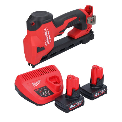 Grapadora a batería Milwaukee M12 BCST-602 12 V 19 x 25,4 mm + 2x baterías 6,0 Ah + cargador