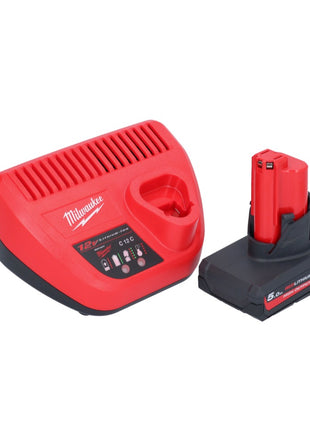 Limpiador de tuberías a batería Milwaukee M12 BDC8-501C 12 V + 1x batería 5,0 Ah + cargador + espiral + cubo