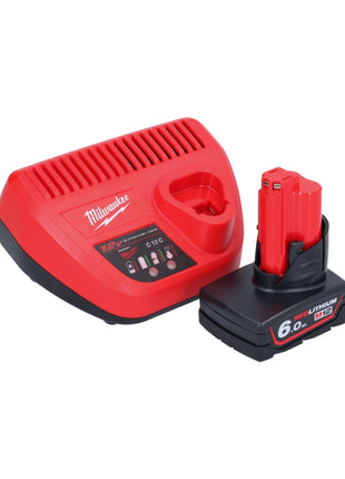 Milwaukee M12 BDC8-601C Akumulatorowa wyciorarka do rur 12 V + 1x akumulator 6,0 Ah + ładowarka + spirala + wiadro