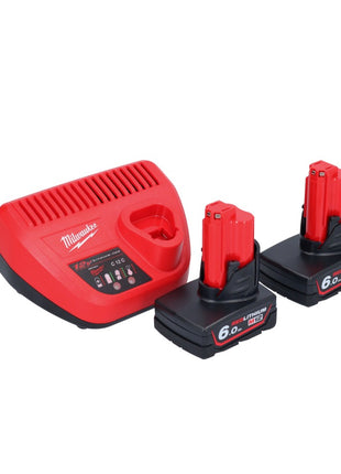 Milwaukee M12 BDC8-602C akumulatorowa wyciorarka do rur 12 V + 2x akumulator 6,0 Ah + ładowarka + spirala + wiadro