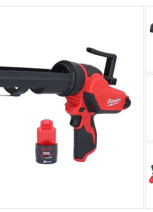 Pistolet à cartouche sans fil Milwaukee M12 PCG/310-201 12 V 310 ml + 1x batterie 2,0 Ah - sans chargeur