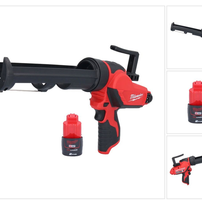 Milwaukee M12 PCG/310-201 Pressa per cartucce a batteria 12 V 310 ml + 1x batteria 2,0 Ah - senza caricabatteria