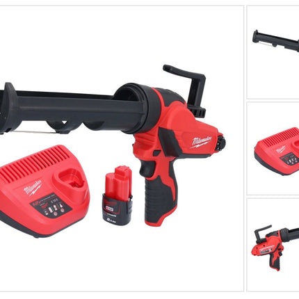 Milwaukee M12 PCG/310-201 Pistola de cartuchos a batería 12 V 310 ml + 1 batería 2,0 Ah + cargador